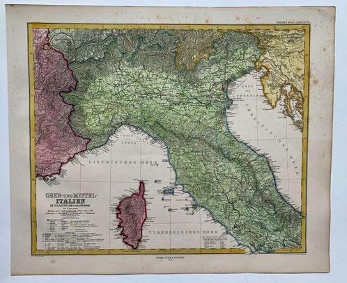 Italië - Noord-Italië; A. Stieler - Ober-und Mittel-Italien;, Boeken, Atlassen en Landkaarten