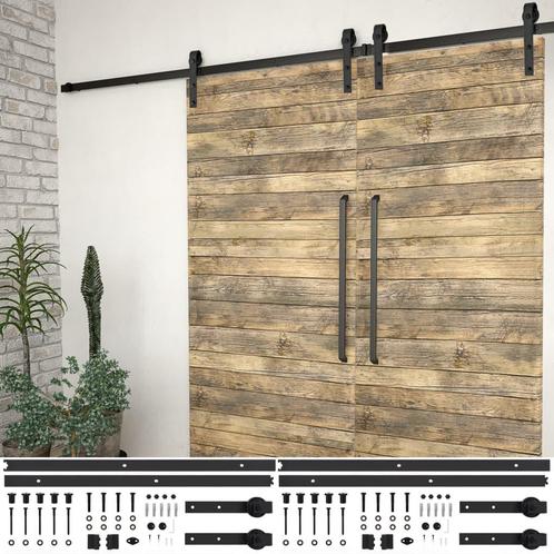 vidaXL Hardwaresets voor schuifdeuren 2 st 200 cm staal, Doe-het-zelf en Verbouw, IJzerwaren en Bevestigingsmiddelen, Nieuw, Verzenden