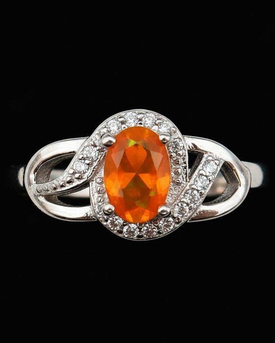 Vuuropaal - Zilver, Ring Zonnekracht met Vuuropaal:, Antiek en Kunst, Antiek | Boeken en Bijbels