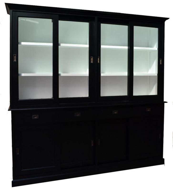Buffetkast zwart Born 220 cm, Huis en Inrichting, Kasten | Buffetkasten, Ophalen of Verzenden