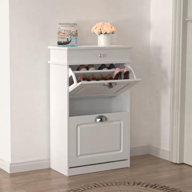 Schoenenkast met 2 Kleppen – Compact Wit Schoenenrek Hal, Huis en Inrichting, Kasten | Schoenenkasten, Nieuw, Verzenden