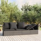 vidaXL Loungebed met kussens poly rattan grijs, Verzenden, Nieuw