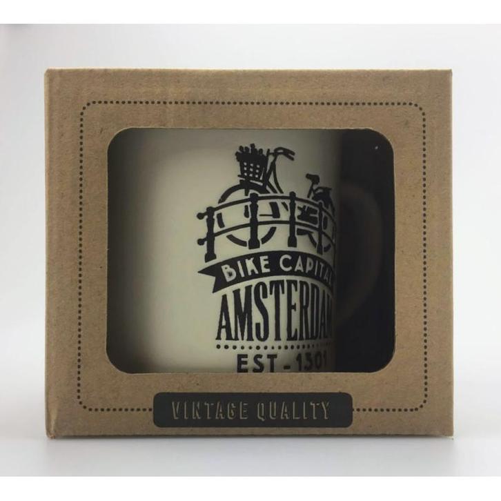 Campmug - Mok Amsterdam Fiets op brug Creme - keramiek incl., Kleding | Heren, Schoenen, Nieuw, Ophalen of Verzenden