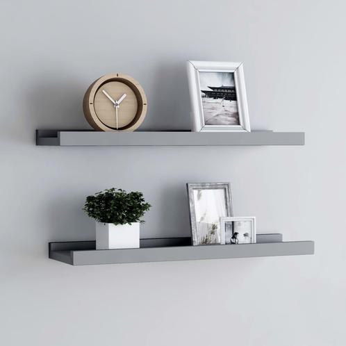 vidaXL Fotoplanken 2 st 40x9x3 cm MDF grijs, Huis en Inrichting, Woonaccessoires | Wandplanken en Boekenplanken, Nieuw, Verzenden