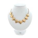 8 Krt. Fantasie schakel ketting met Japanse Ginkgo blader..., Sieraden, Tassen en Uiterlijk, Ophalen of Verzenden, Goud