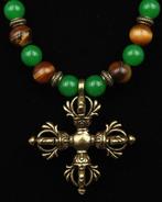 Emeraude, Tijgeroog - Double Dorje/Vajra - Beschermengel -, Antiek en Kunst