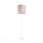 Romantische vloerlamp wit met roze kap 40 cm - Simplo, Huis en Inrichting, Lampen | Vloerlampen, Nieuw, Overige materialen, Modern