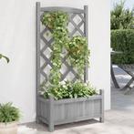 vidaXL Plantenbak met latwerk massief vurenhout grijs, Tuin en Terras, Verzenden, Nieuw, Hout