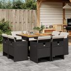 vidaXL 9-delige Tuinset poly rattan zwart, Tuin en Terras, Nieuw, 8 zitplaatsen, Tuinset, Verzenden