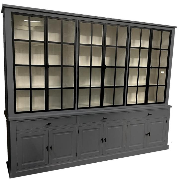 Buffetkast Soest signaalgrijs met stalen deuren 300 x 240cm, Huis en Inrichting, Kasten | Buffetkasten, Ophalen of Verzenden