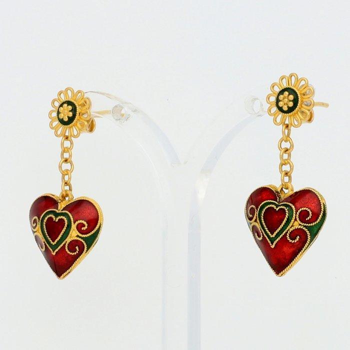 Oorbellen - 18 karaat Geel goud - Emaille, Sieraden, Tassen en Uiterlijk, Oorbellen