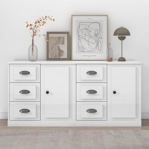 vidaXL Dressoirs 2 st bewerkt hout hoogglans wit, Huis en Inrichting, Kasten | Dressoirs, Nieuw, Overige houtsoorten, Verzenden