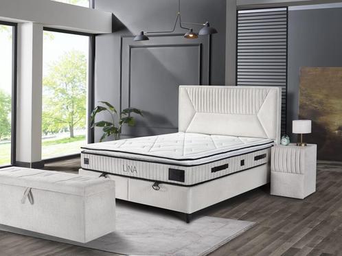 Boxspring Lina met TEDDY-stof opbergfunctie - diverse maten, Huis en Inrichting, Slaapkamer | Boxsprings, Nieuw, Tweepersoons