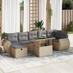vidaXL 8-delige Loungeset met kussens poly rattan beige, Verzenden, Nieuw, Rotan, Loungeset