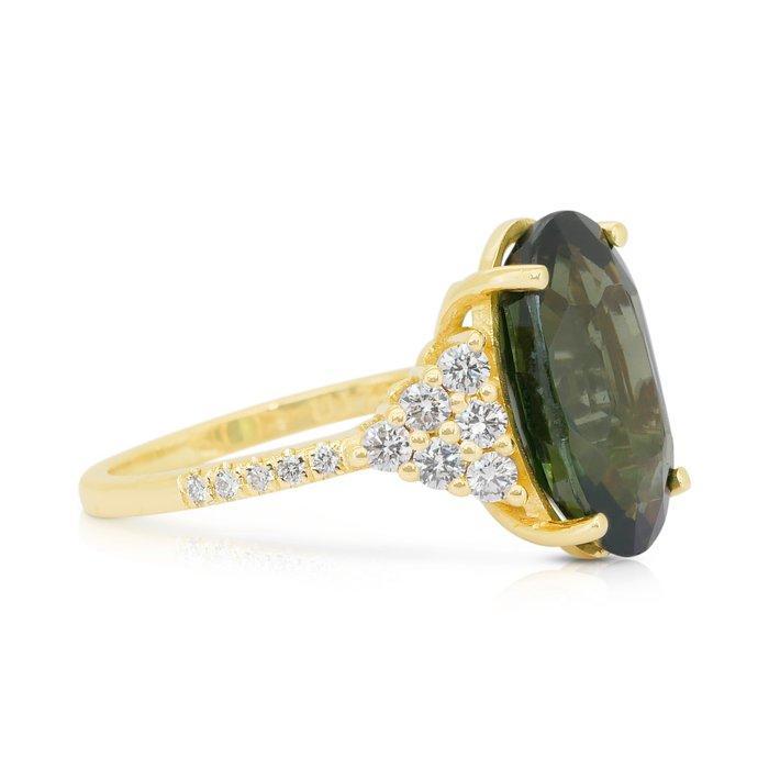 Ring - 18 karaat Geel goud - 7.36ct. tw. Zirkoon - Diamant -, Sieraden, Tassen en Uiterlijk, Ringen