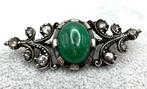 Zonder Minimumprijs - Broche Zilver Smaragd - Diamant, Sieraden, Tassen en Uiterlijk, Antieke sieraden