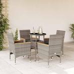 vidaXL 5-delige Tuinset met kussens poly rattan en glas, Tuin en Terras, Tuinsets en Loungesets, 4 zitplaatsen, Nieuw, Tuinset