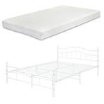 Metalen bedframe Florenz incl. matras 140x200 cm wit, Huis en Inrichting, Slaapkamer | Bedden, Verzenden, Nieuw
