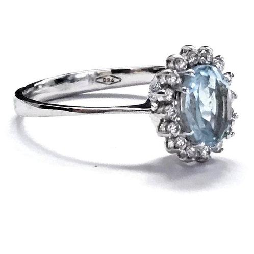 Ring - 18 karaat Witgoud - 1.36ct. tw. Aquamarijn - Diamant, Sieraden, Tassen en Uiterlijk, Ringen