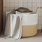 vidaXL Opbergmand Ø 51x33 cm katoen beige en wit, Verzenden, Nieuw