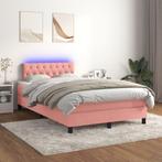 vidaXL Boxspring met matras en LED fluweel roze 120x200 cm, Verzenden, Nieuw, Twijfelaar, 120 cm