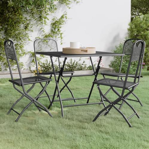 vidaXL 5-delige Tuinset metaalgaas antracietkleurig, Tuin en Terras, Tuinsets en Loungesets, Tuinset, Nieuw, 4 zitplaatsen, Verzenden