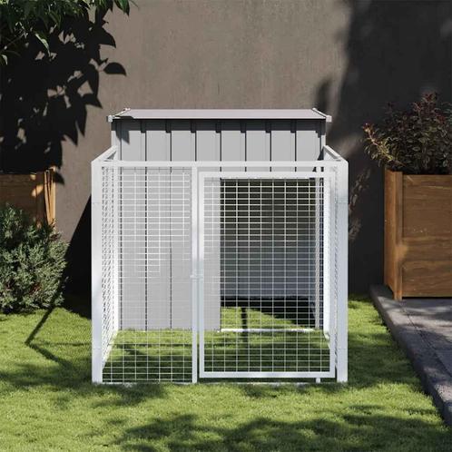 vidaXL Hondenhok met dak 110x201x110 cm gegalvaniseerd staal, Dieren en Toebehoren, Hondenhokken, Nieuw, Verzenden