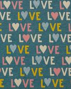 Tricot/Jersey Glitter Love Petrol, Nieuw, Blauw