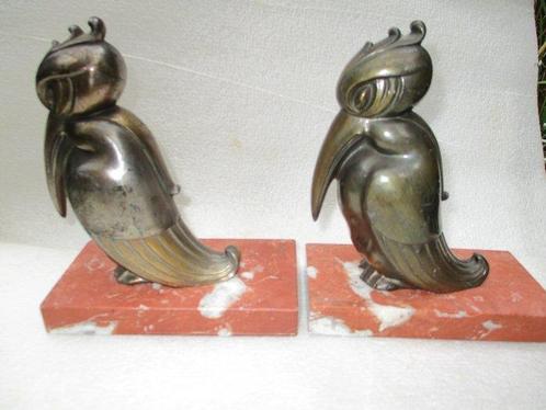 Boekensteunen (2) - Art Déco. Gepoederde metalen beeldjes., Antiek en Kunst, Kunst | Designobjecten