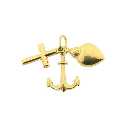 Gouden hanger; Geloof hoop en liefde (kettinghanger), Sieraden, Tassen en Uiterlijk, Bedels, Gebruikt, Overige merken, Goud, Ophalen of Verzenden