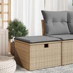 vidaXL Tuinkruk met kussen 55x55x37 cm poly rattan beige, Tuin en Terras, Verzenden, Nieuw, Rotan