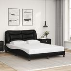 vidaXL Bedframe zonder matras Hvar kunstleer zwart 120x200, Overige materialen, Verzenden, Zwart, Nieuw