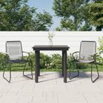 vidaXL 3-delige Tuinset PVC-rattan zwart, 2 zitplaatsen, Verzenden, Nieuw, Rvs