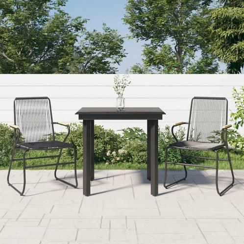 vidaXL 3-delige Tuinset PVC-rattan zwart, Tuin en Terras, Tuinsets en Loungesets, Tuinset, Nieuw, 2 zitplaatsen, Rvs, Verzenden