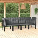 vidaXL 4-delige Loungeset poly rattan zwart en grijs, Verzenden, Nieuw, Rvs, Loungeset