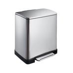EKO Pedaalemmer E-Cube recycling 10+9 ltr - Mat RVS, Verzenden, Nieuw