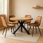 NIEUWE ronde eettafel + 4 stoelen slechts € 400.- COMBI-DEAL, Ophalen, Nieuw, 4 tot 6 stoelen