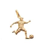 18 Krt. Gouden hanger van een voetballer (sport) (sport), Sieraden, Tassen en Uiterlijk, Bedels, Ophalen of Verzenden, Gebruikt