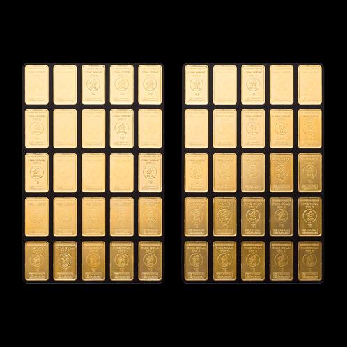 50 x 1 gram Heimerle Meule Unity Goudbaar, Postzegels en Munten, Edelmetalen en Baren, Goud, Verzenden