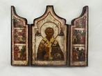 Icoon - Saint Nicholas in Vita Triptych - Hout, Antiek en Kunst