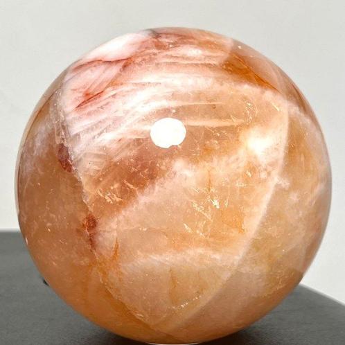 Fine Red Fire Quartz Sphere Bol - Hoogte: 9.9 cm - Breedte:, Verzamelen, Mineralen en Fossielen