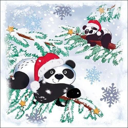 1 Pakje papieren lunch servetten - Pandas In Snow, Hobby en Vrije tijd, Knutselen, Ophalen of Verzenden