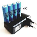 4x Quickstuff 18650 batterijen plus oplader COMBIPACK, Nieuw, Ophalen of Verzenden, Oplaadbaar