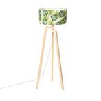 Vloerlamp tripod hout met kap leaf - Puros, Nieuw, Overige materialen, Modern, 100 tot 150 cm