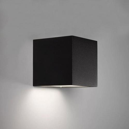 LED Solar Cube wandlamp zwart vierkant Tuinverlichting, Tuin en Terras, Buitenverlichting, Minder dan 50 watt, Nieuw, Kunststof