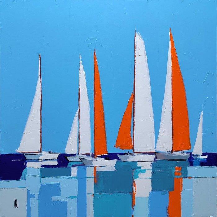 Virginie Schroeder - Voiliers en lumière (Large), Antiek en Kunst, Kunst | Schilderijen | Modern