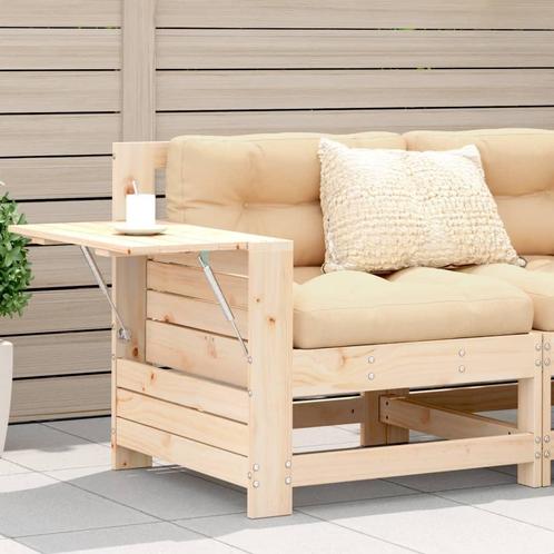 Tuinbank met armleuning en klaptafel massief grenenhout, Tuin en Terras, Tuinsets en Loungesets, Nieuw, Verzenden
