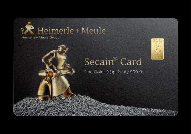 0.5 Gram goudbaar Heimerle en Meule Secain Card, Postzegels en Munten, Edelmetalen en Baren, Goud, Verzenden