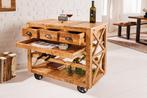 industrieele barkast BODEGA 86cm mangohouten serveerwagen, Ophalen of Verzenden, Nieuw