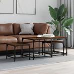 vidaXL 3-delige Tafeltjesset bewerkt hout bruin eikenkleur, Verzenden, Nieuw, 50 tot 100 cm, Minder dan 50 cm